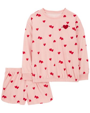 2-Piece Adult Heart Fleece Pyjamas, 