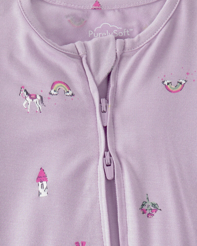 B&eacute;b&eacute; fille - Grenouill&egrave;re PurelySoft &agrave; fermeture &agrave; glissi&egrave;re 2 sens, conte de f&eacute;es - Mauve, image 2 sur 5 diapositives
