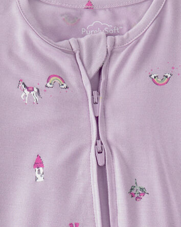 B&eacute;b&eacute; fille - Grenouill&egrave;re PurelySoft &agrave; fermeture &agrave; glissi&egrave;re 2 sens, conte de f&eacute;es - Mauve, 