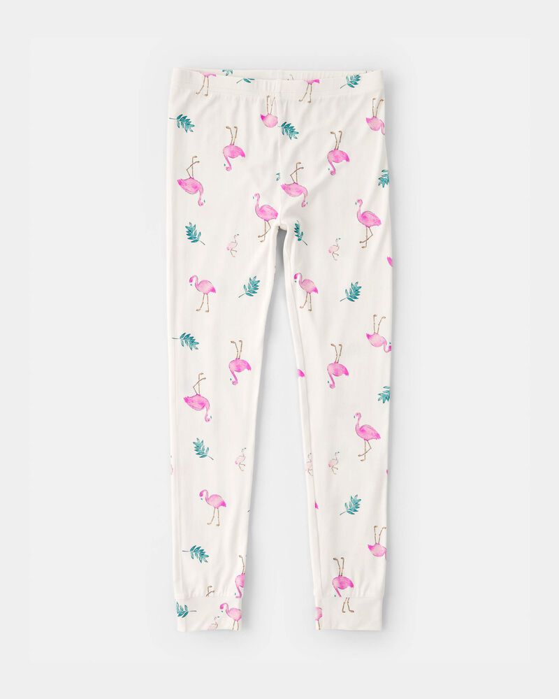 Girls Flamingo PurelySoft Short-Sleeve Snug Fit 2-Piece Pyjama Set - Ivory, image 2 of 7 slides