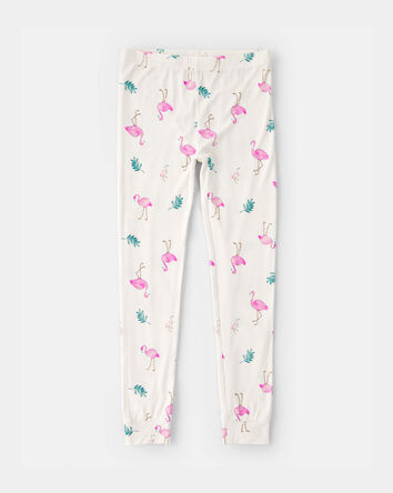 Girls Flamingo PurelySoft Short-Sleeve Snug Fit 2-Piece Pyjama Set - Ivory, 