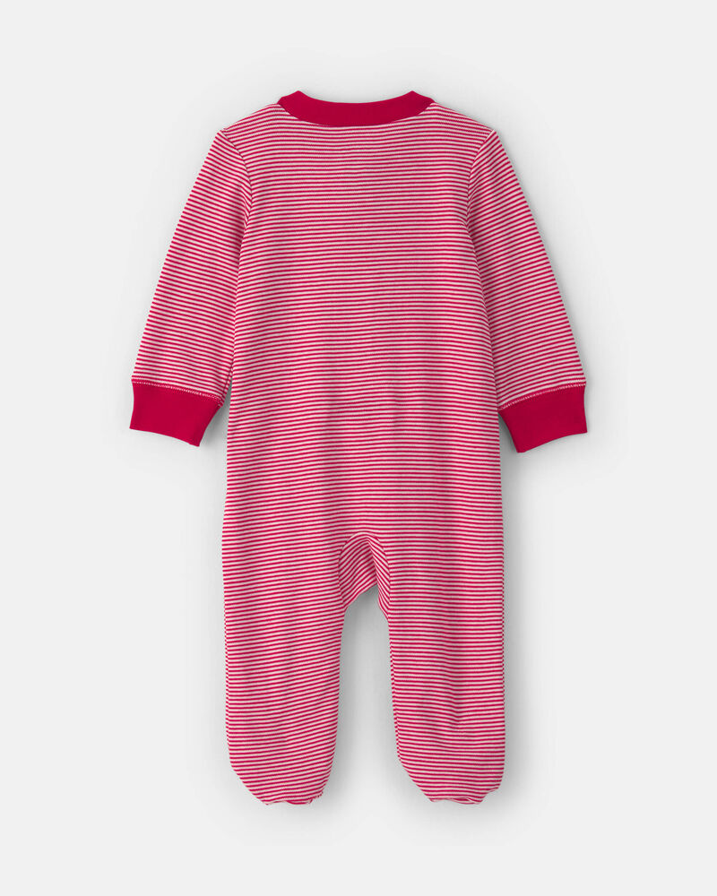 B&eacute;b&eacute; - Grenouill&egrave;re 100 % coton avec fermeture &agrave; glissi&egrave;re double sens &agrave; motif renne &ndash; Rouge, image 2 sur 4 diapositives