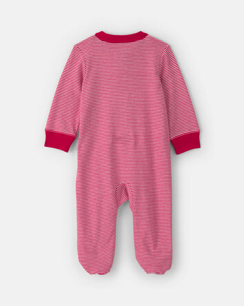 B&eacute;b&eacute; - Grenouill&egrave;re 100 % coton avec fermeture &agrave; glissi&egrave;re double sens &agrave; motif renne &ndash; Rouge, 