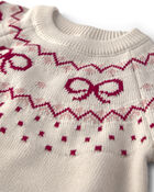 Girls Organic Cotton Fair Isle Sweater Knit Pullover, image 3 of 4 slides