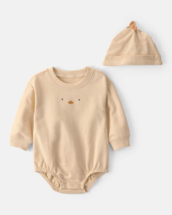 Baby Chick Bubble Romper & Hat Set - Yellow, 