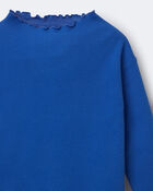 Toddler Girl Mock Neck Ruffle Long-Sleeve Top - Royal Blue, image 2 of 2 slides