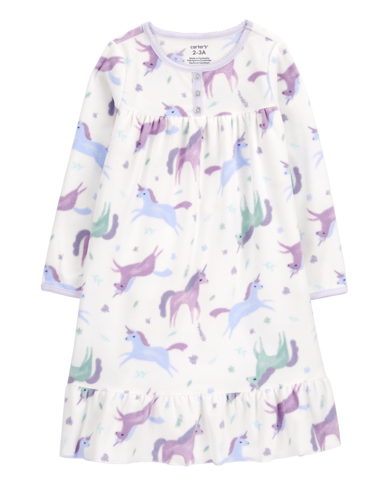 Kid Unicorn Fleece Nightgown, image 1 of 3 slides