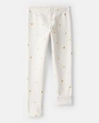 Girls Star Pull-On Stretch Cozy Leggings - Cream, image 3 of 5 slides
