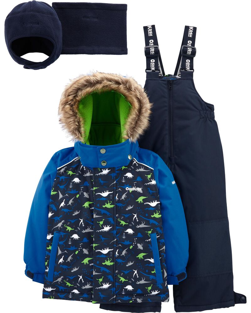 2-Piece Fleece-Lined Snowsuit With Bonus Hat & Neck Warmer, image 1 of 4 slides