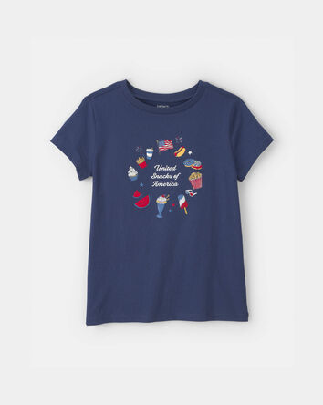 Girls 'United Snacks of America' Graphic Tee - Navy Blue, 