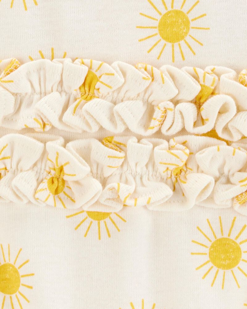 Baby Sun Cotton Short-Sleeve Romper - Cream, image 3 of 4 slides