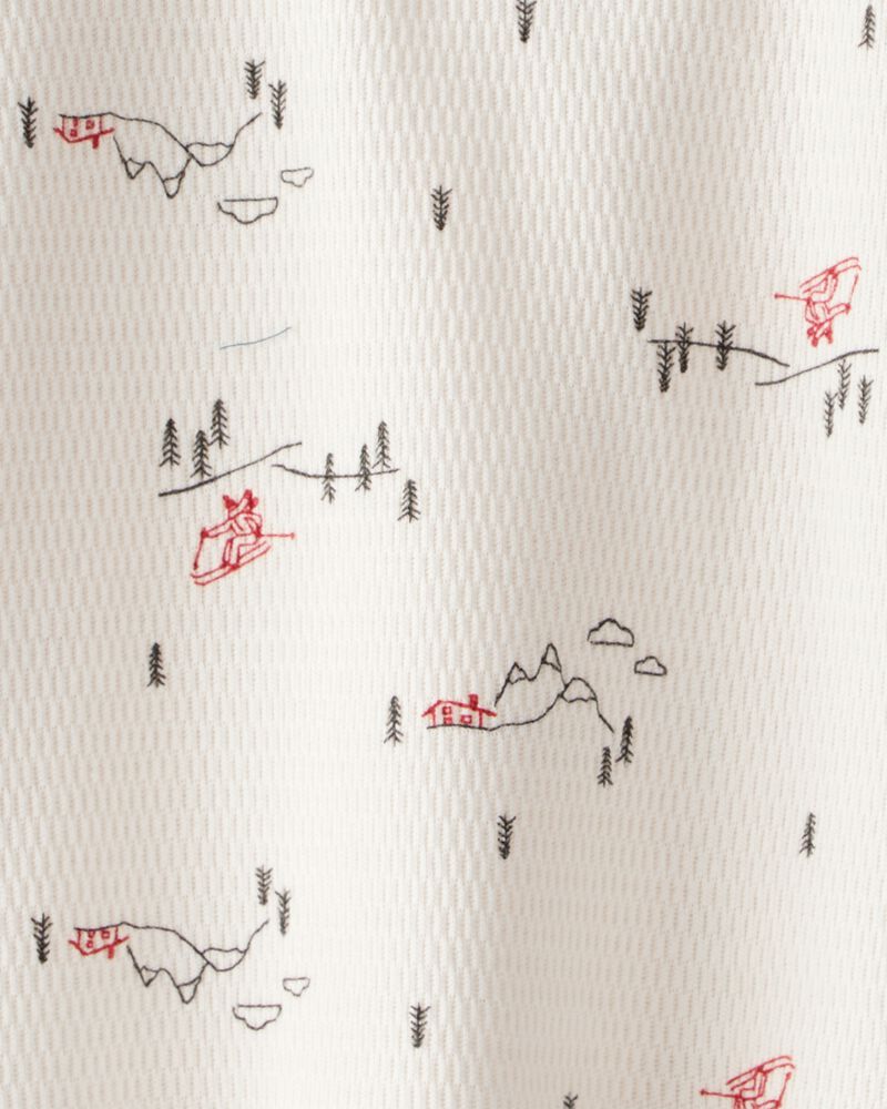 Toddler Boy Skiing Henley T-Shirt - Cream, image 3 of 4 slides