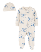 Baby Panda 2-Piece Sleeper Pyjamas and Cap Set, image 1 of 5 slides