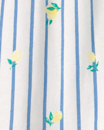 Tout-petit fille - Haut &agrave; manches volant&eacute;es, rayures et citrons - Bleu/Blanc, 