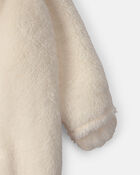 Baby Bear Teddy Fleece Long-Sleeve Jumpsuit - Cream, image 3 of 5 slides