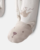 Baby Kangaroo 2-Way Zip 100% Cotton Sleeper - Cream, image 2 of 6 slides