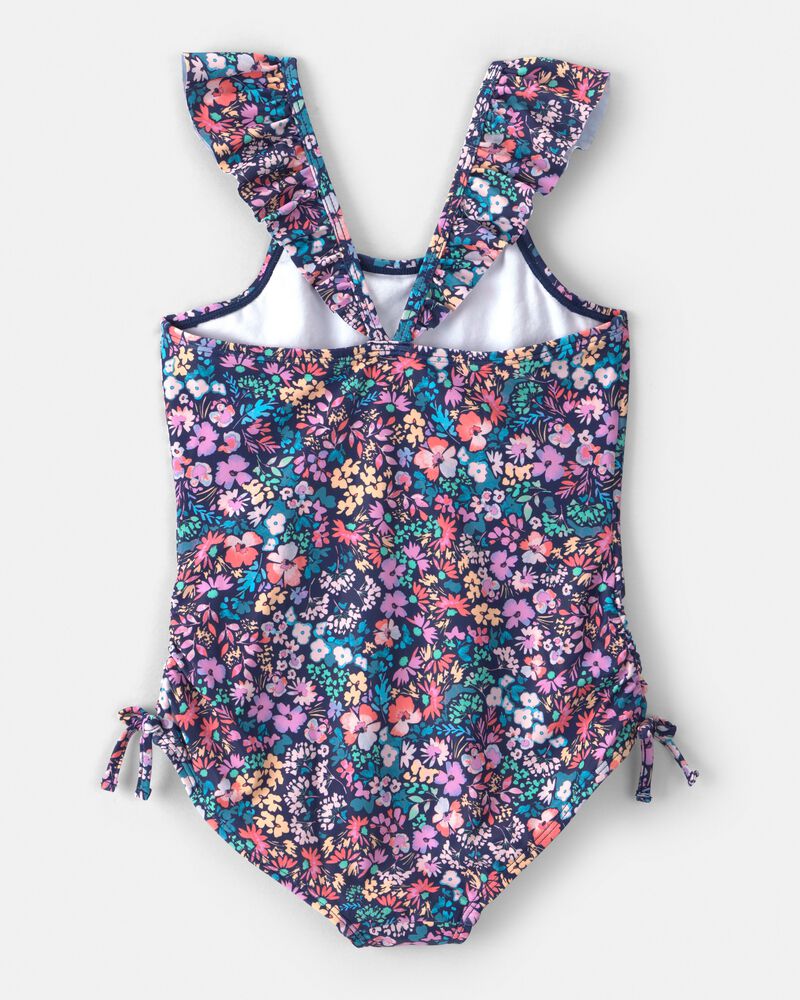 Girls Floral 1-Piece Swimsuit, image 2 of 4 slides