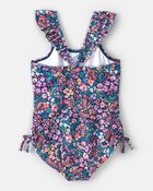 Girls Floral 1-Piece Swimsuit, image 2 of 4 slides