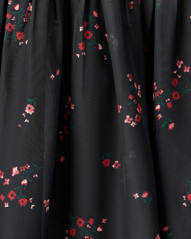 Girls Floral Short-Sleeve Occasion Dress - Black, image 3 of 4 slides