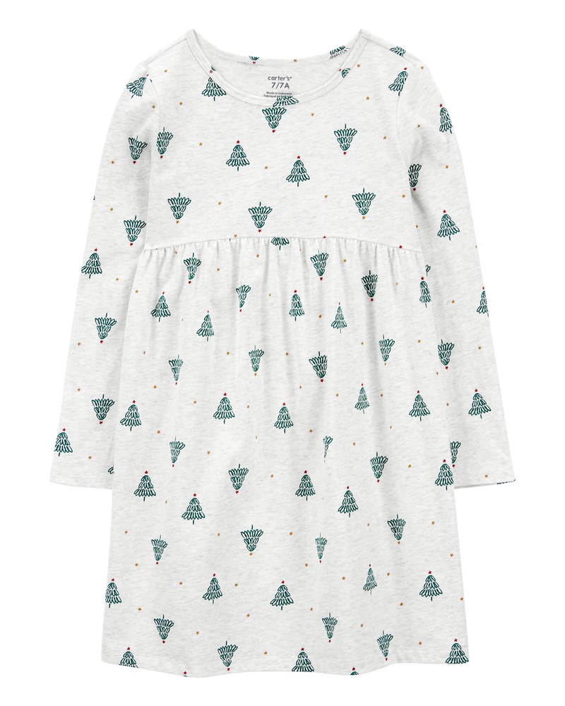 Kid Christmas Tree Jersey Dress, image 1 of 4 slides
