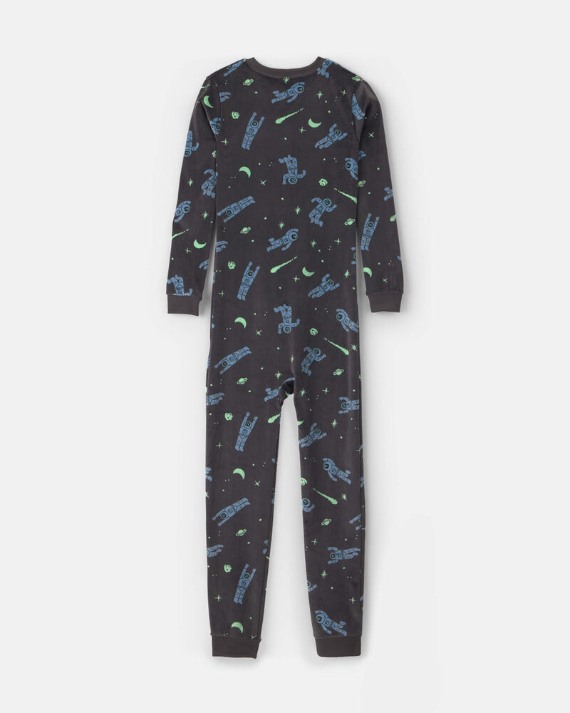 Boys Star Space Dreamplush Snug Fit 1-Piece Pyjama - Black, image 2 of 4 slides