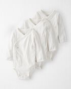 Baby 3-Pack Organic Cotton Rib Wrap Bodysuits, image 1 of 4 slides