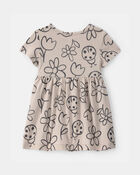 Baby Girl Floral Ladybug Short-Sleeve Dress - Brown, image 2 of 4 slides