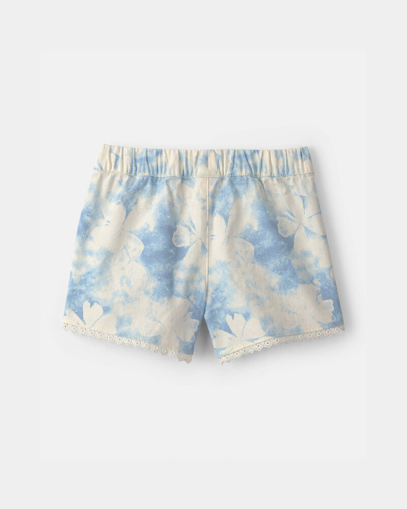Filles - Short &agrave; motif floral avec ourlet dentel&eacute; - Ivoire/Bleu, image 2 sur 3 diapositives