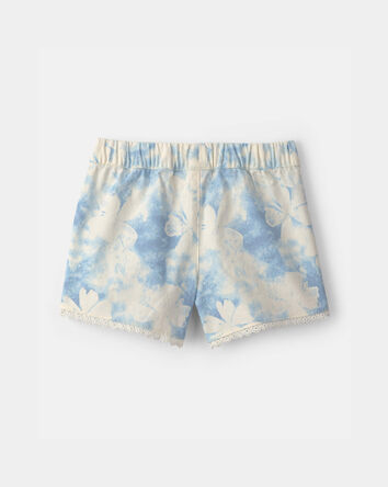 Girls Floral Eyelet Shorts - Ivory/Blue, 