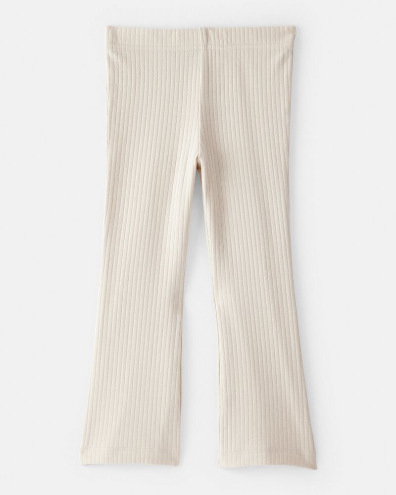 Toddler Girl Rib Pull-On Stretch Flare Leggings - Cream, image 2 of 4 slides