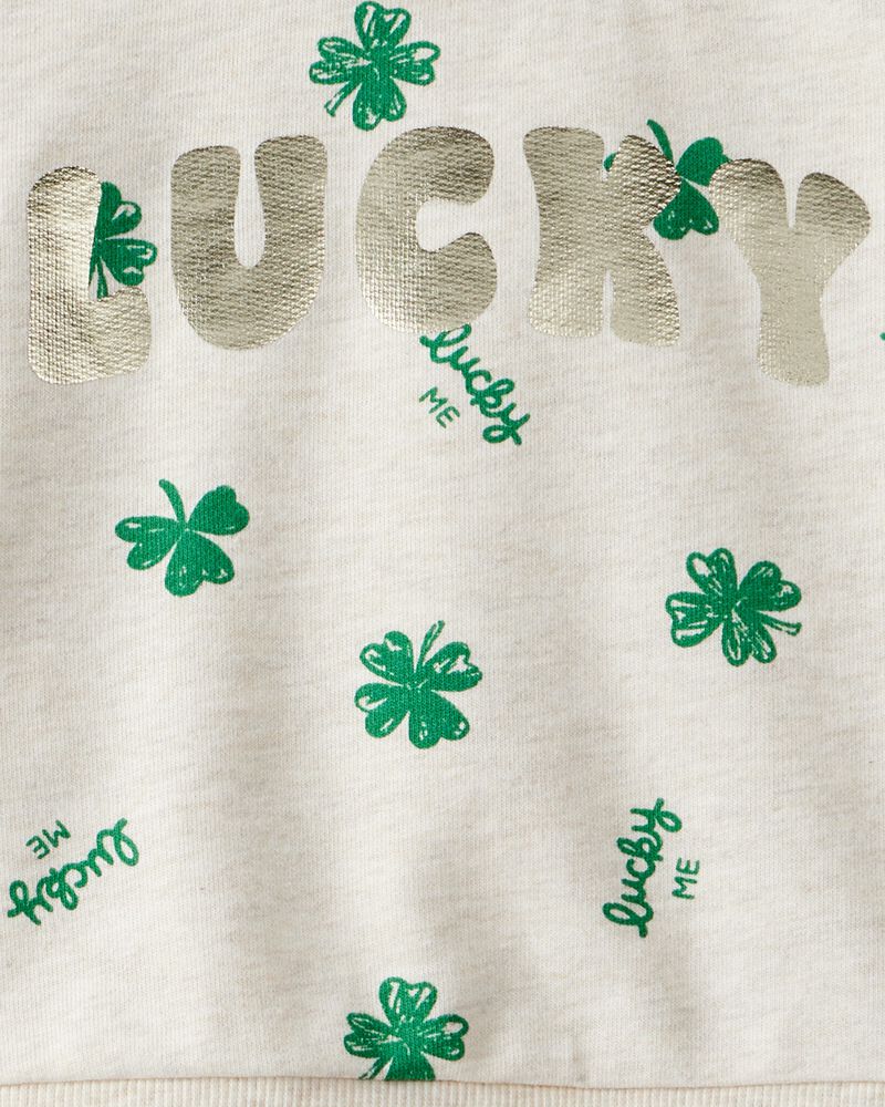 B&eacute;b&eacute; fille - Ensemble pantalon et chandail en jersey bouclette pour la Saint-Patrick - Cr&egrave;me, image 3 sur 3 diapositives