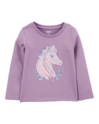 Toddler Horse-Print Long-Sleeve Shirt - Purple, image 1 of 3 slides