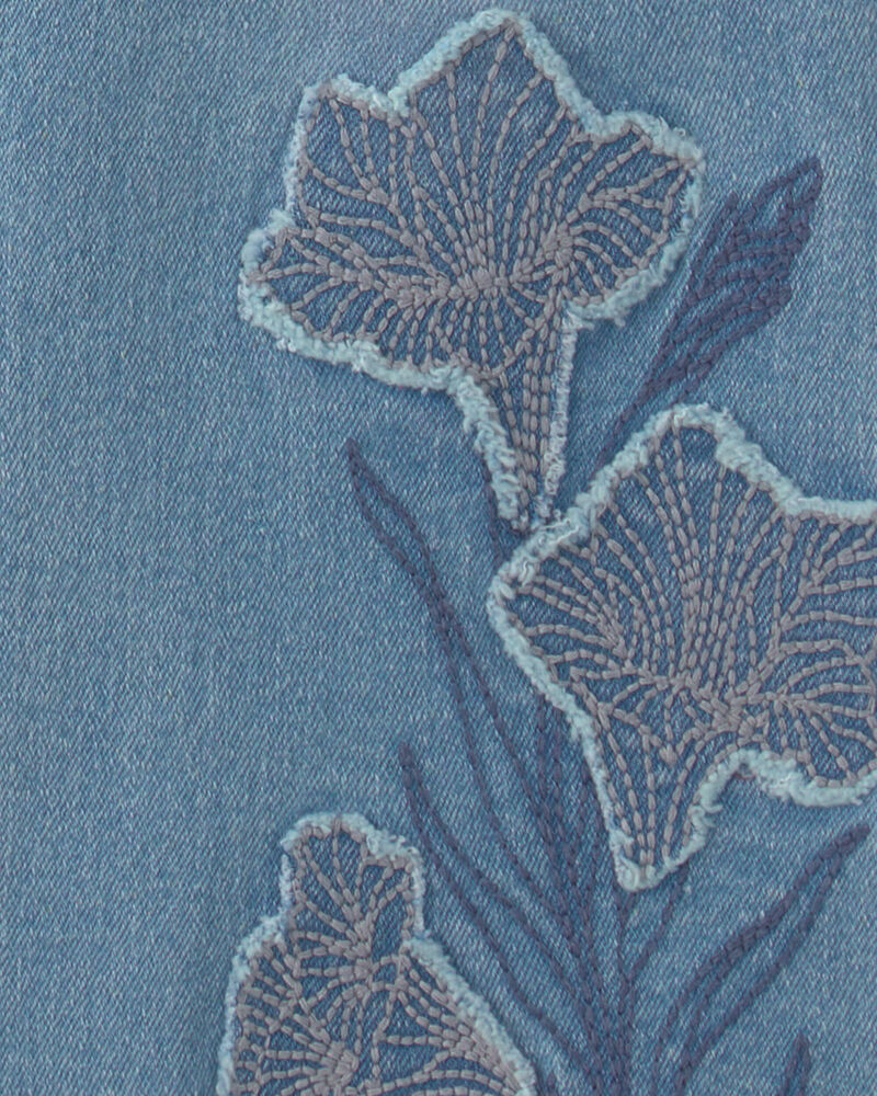Filles - Jean en denim &agrave; jambe &eacute;vas&eacute; et motif floral &ndash; D&eacute;lav&eacute; clair, image 7 sur 7 diapositives