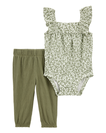Baby 2-Piece Floral Bodysuit Pant Set, 