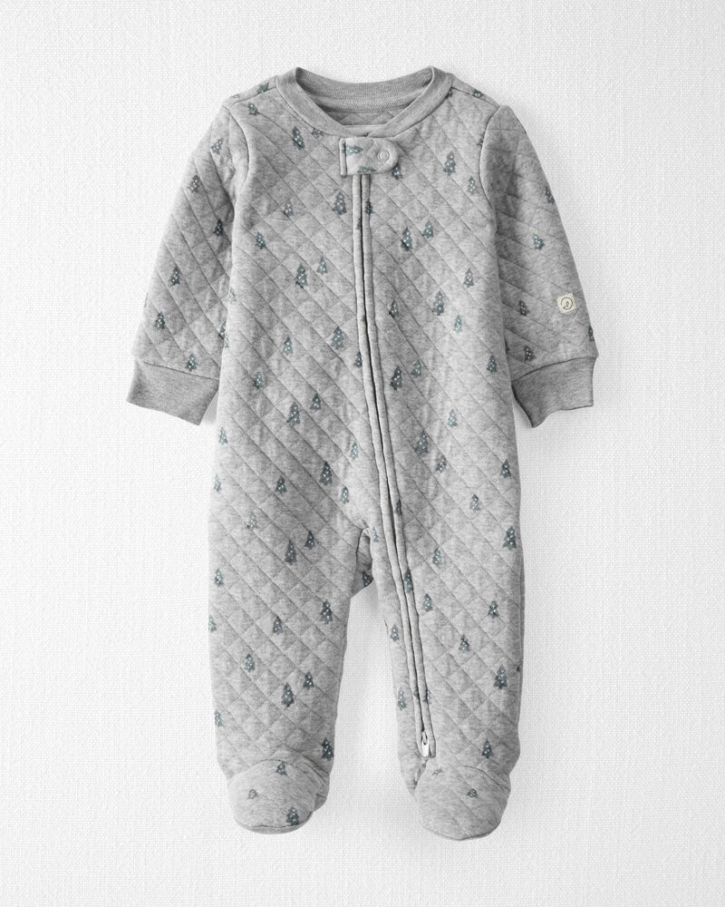 Bébé - Pyjamas en coton biologique matelassé avec imprimé d'arbre de Noël, image 1 sur 3 diapositives