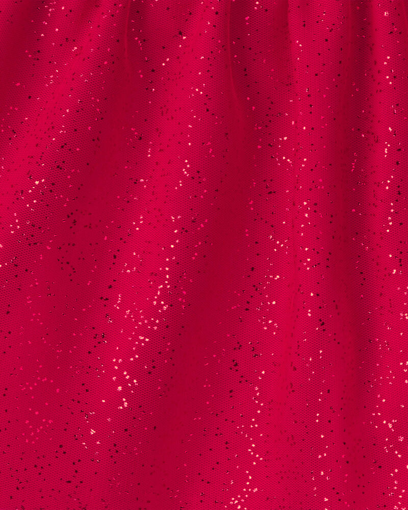 Filles - Ensemble manches longues en molleton avec n&oelig;ud et jupe-short en tulle &ndash; Cr&egrave;me/Rouge, image 5 sur 5 diapositives