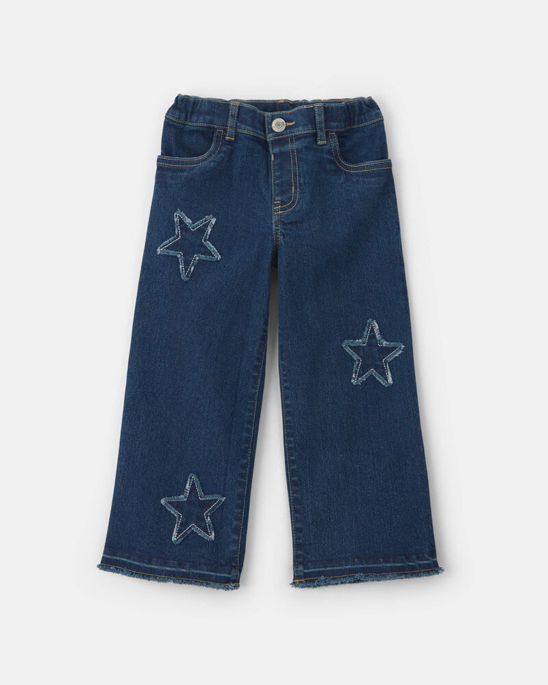 Toddler Girl Star Denim Wide-Leg Jeans - Medium Wash, image 1 of 4 slides