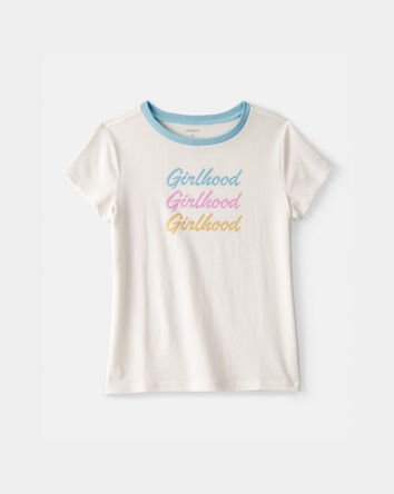 Filles - T-shirt &agrave; imprim&eacute; &laquo;Girlhood&raquo; - Cr&egrave;me, 