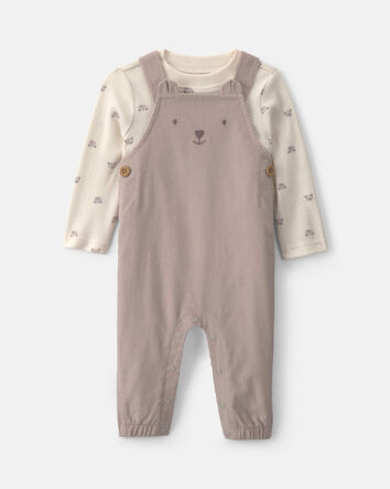Baby Boy 2-Piece Bear Corduroy Overall Set - Brown, 