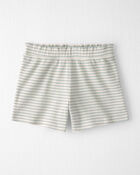 Filles - Ensemble 2 pi&egrave;ces haut et short en tricot gaufr&eacute; de coton biologique &agrave; rayures, image 2 sur 4 diapositives