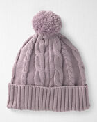 Toddler Girl Organic Cotton Cable Knit Winter Hat, image 1 of 3 slides