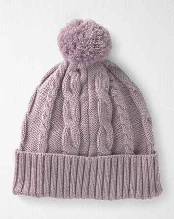 Toddler Girl Organic Cotton Cable Knit Winter Hat, 