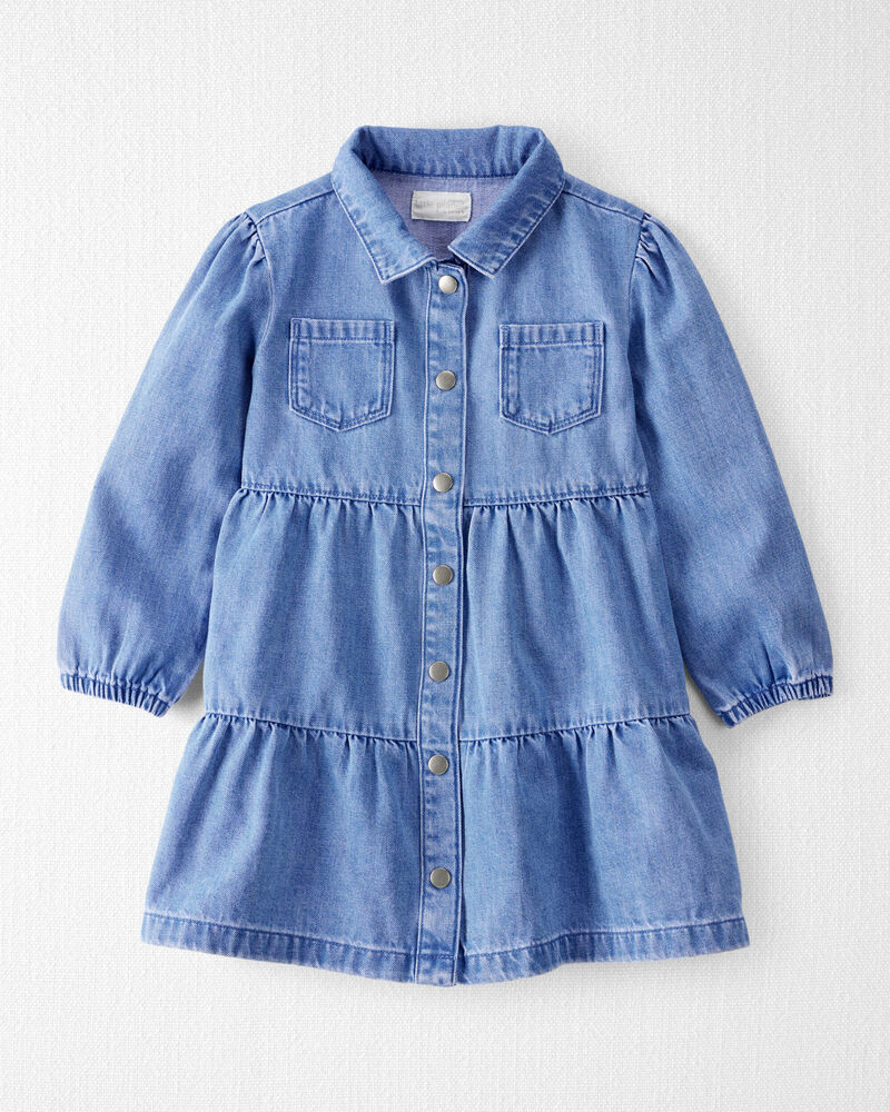 Toddler Organic Cotton Chambray Dress, image 1 of 6 slides