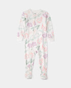 Baby Girl Floral 100% Cotton Snug Fit 1-Piece Pyjama - White, image 1 of 4 slides