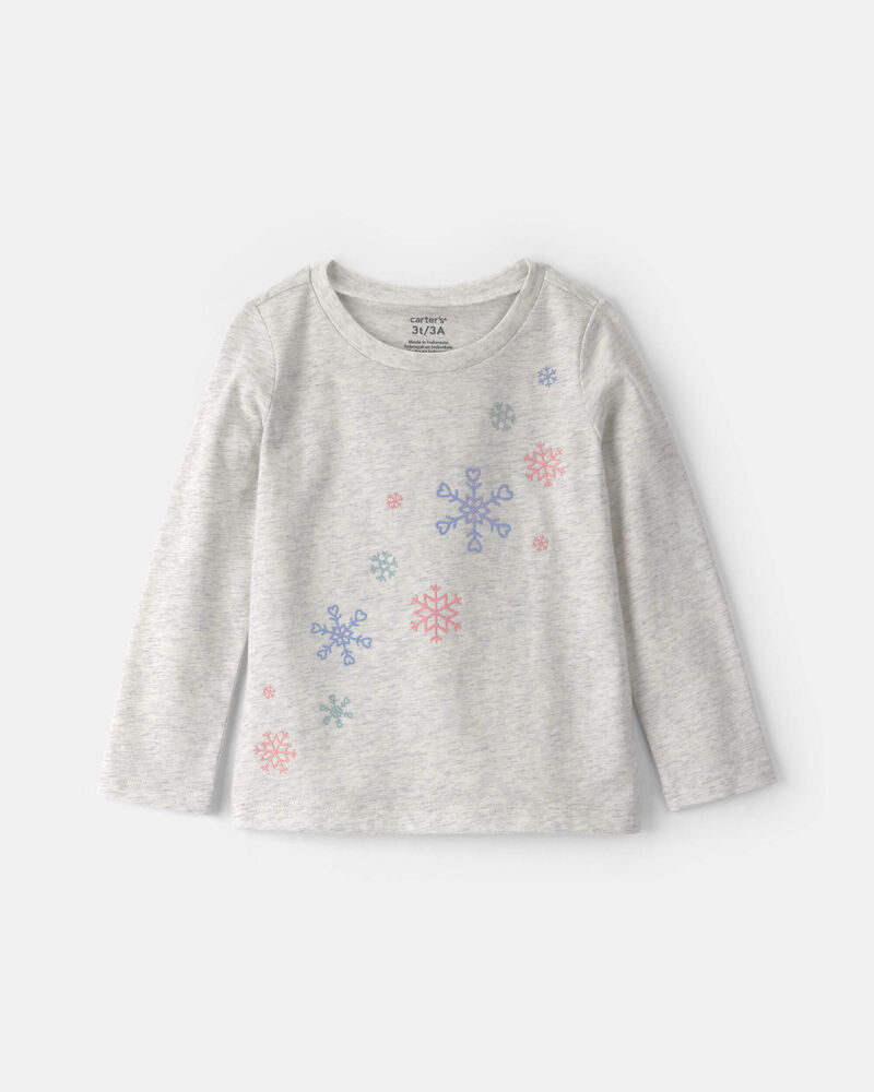 Toddler Girl Snowflake Long-Sleeve Graphic Tee - Grey, image 1 of 3 slides