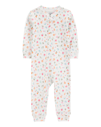 Baby Floral Snug Fit Cotton Blend 1-Piece Pyjamas, 