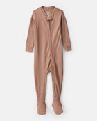 Baby PurelySoft 2-Way Zip 1-Piece pyjamas - Brown, image 1 of 6 slides