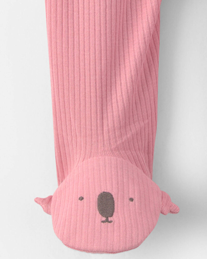 Baby Girl Koala 2-Way Zip Snug Fit Sleeper - Pink, image 4 of 5 slides