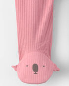 Baby Girl Koala 2-Way Zip Snug Fit Sleeper - Pink, image 4 of 5 slides