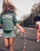 Girls Go Sports Cotton Long-Sleeve Hoodie - Green, image 3 of 4 slides